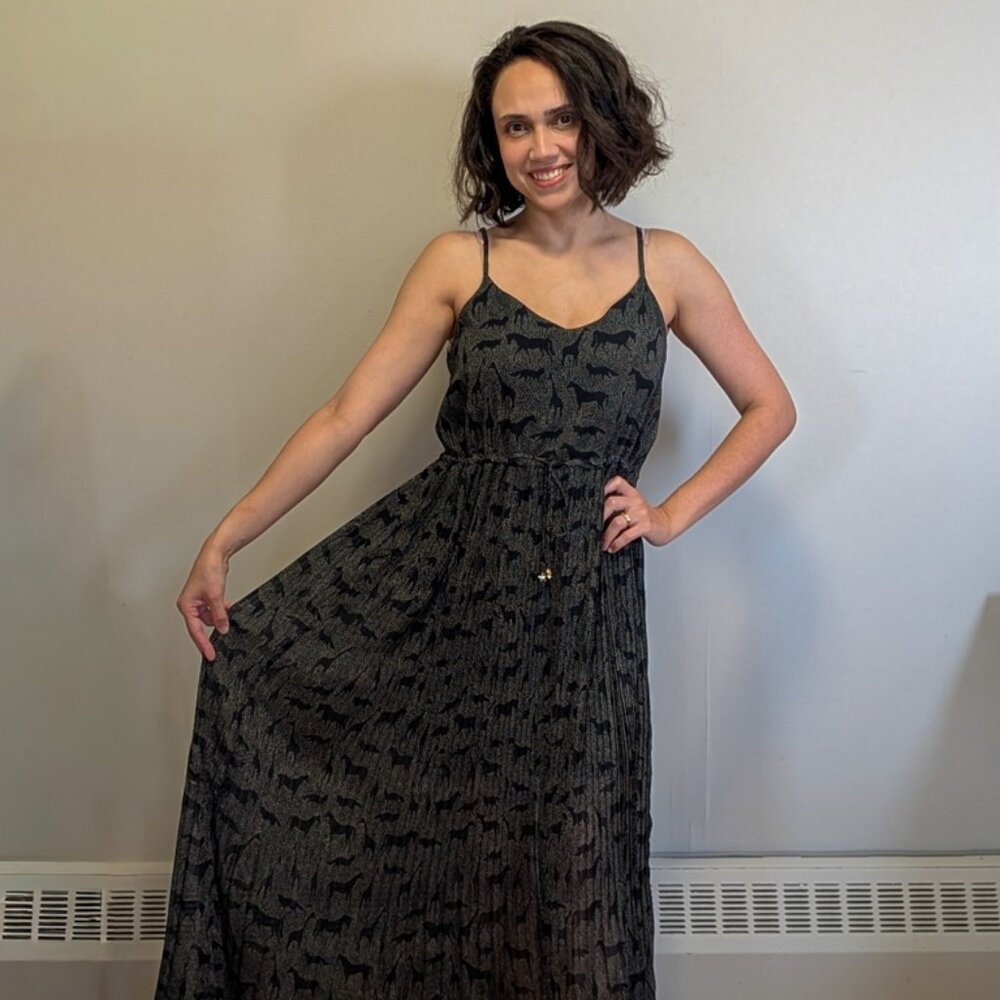 Elegant Black Patterned Maxi Dress